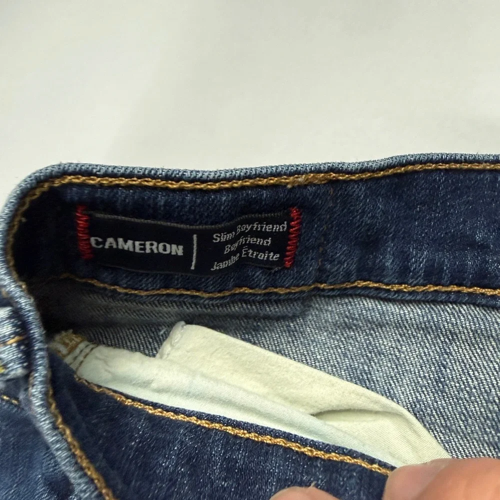 True Religion Cameron Slim Boyfriend Jeans Womens Medium Wash Denim Fits 28x27